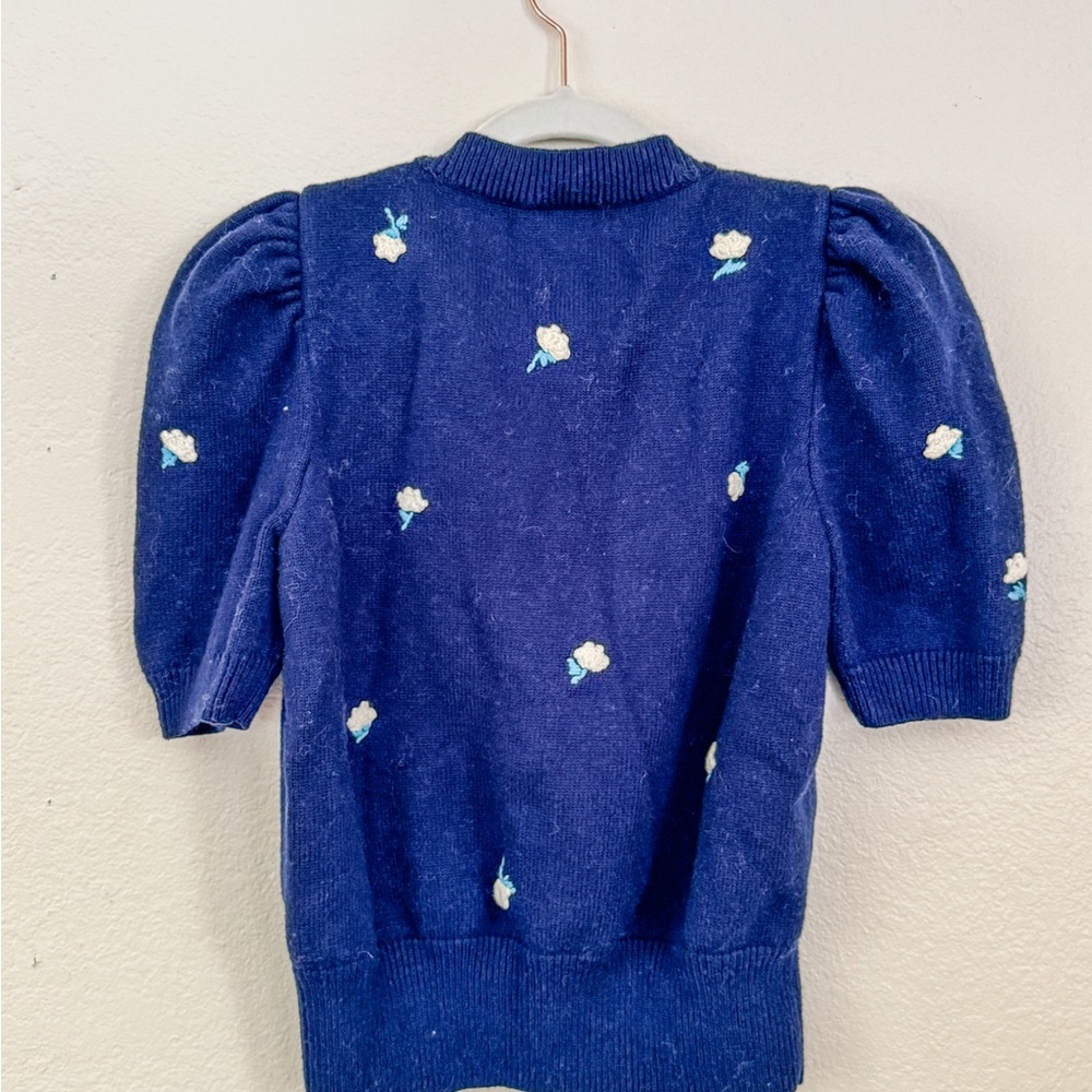 Kate Spade Blue Crew Neck Sweater with Puffed Sleeves - Picture 3 of 4